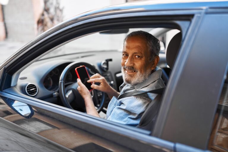 Carro de motorista de aplicativo rodando com segurança após contratar seguro